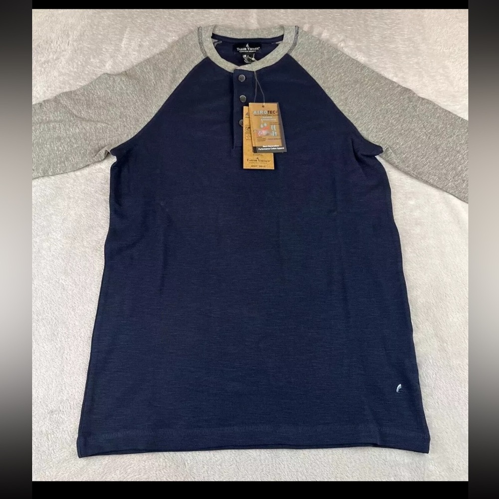 Tailor Vintage Mens Long Sleeve Henley Airotec Shirt Size Small